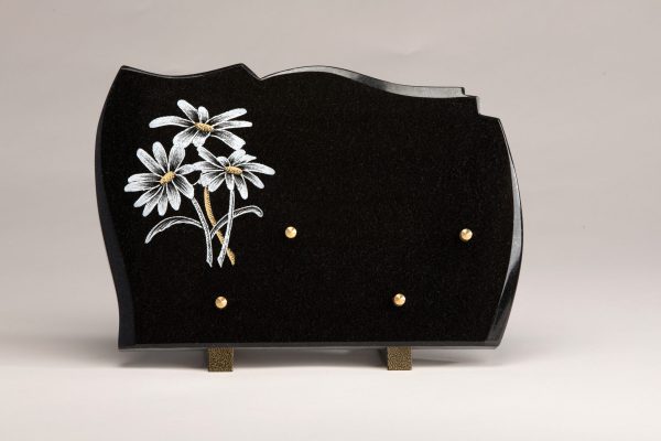 Plaque funéraire thème fleurs
